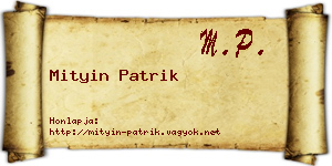 Mityin Patrik névjegykártya